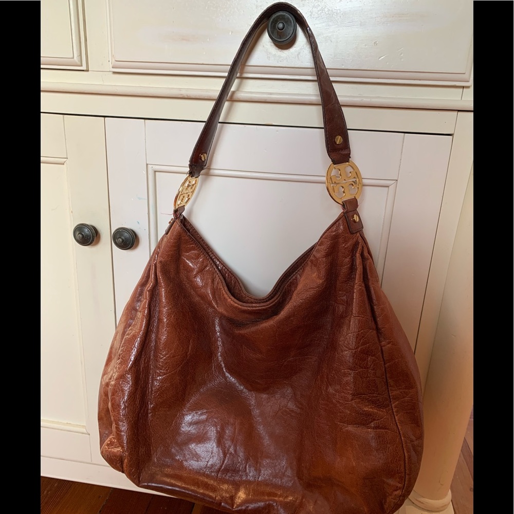 Used Tory Burch brown leather hobo bag